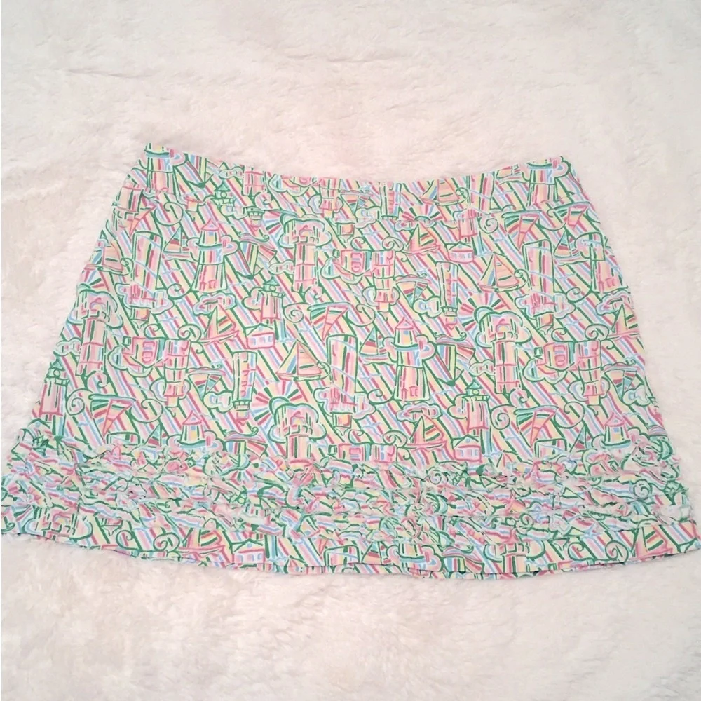 Lilly Pulitzer Skort Size 10 Ruffles Boats Tenniscore Guiding Light Lighthouse